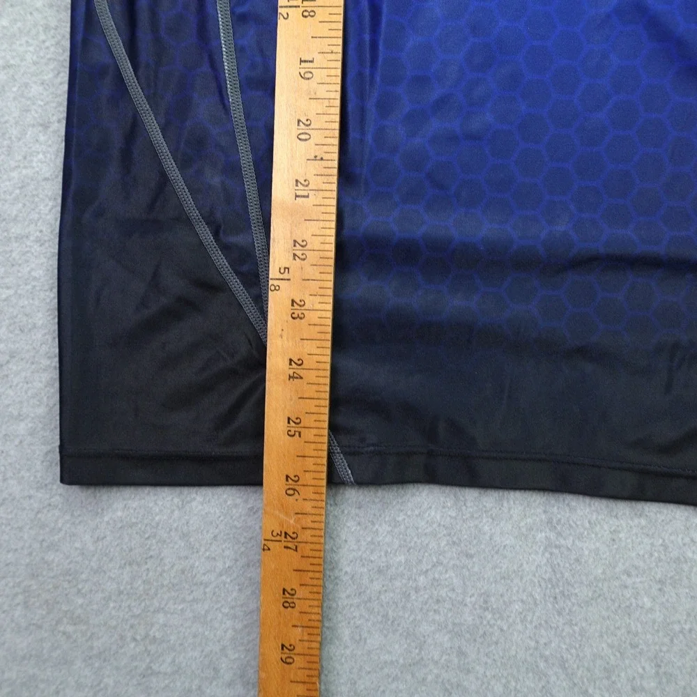 Grips Rash Guard Mens Small Blue Black Honeycomb Athletic‎ Compression Shirt BJJ